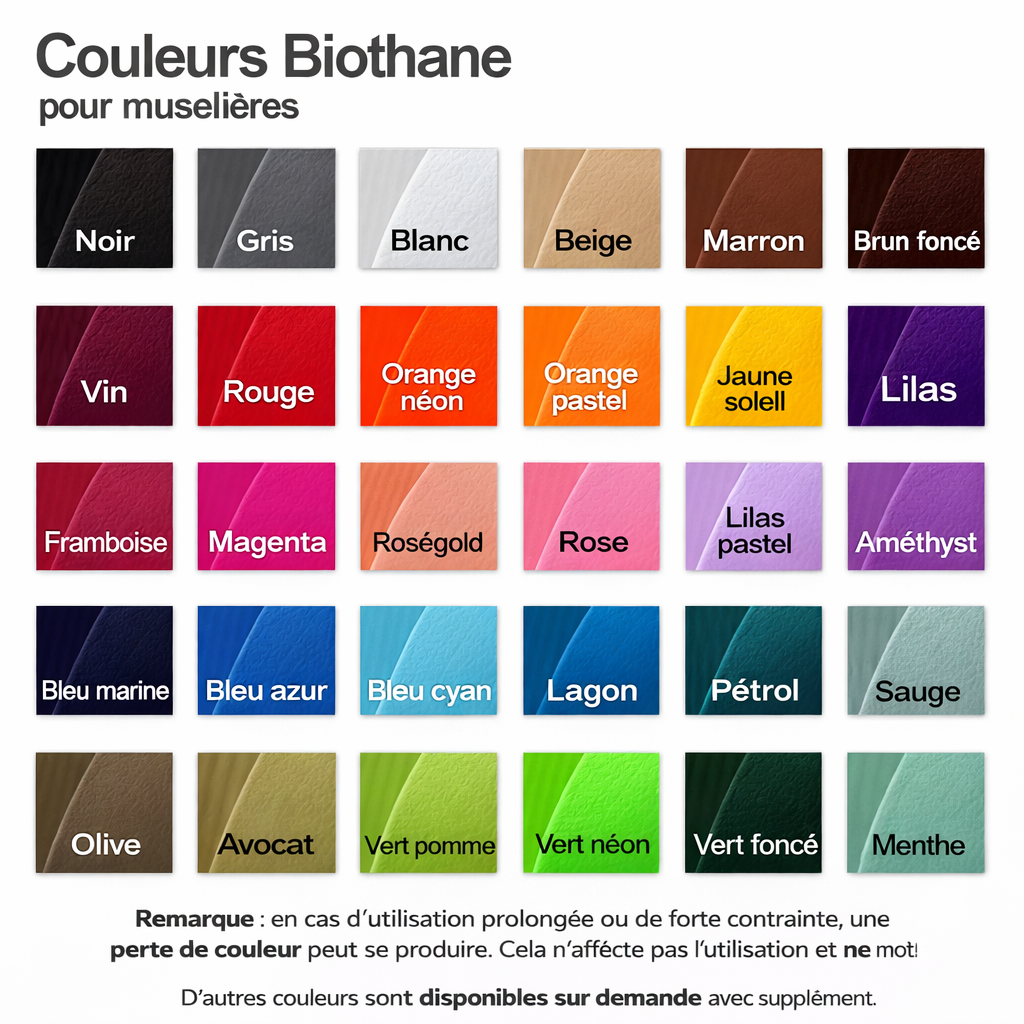 Muselière Chien - Cage Couleur Métallique + biothane